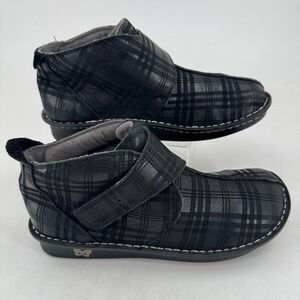 Alegria Caiti Ankle Boots WOMENS Black Plaid Faux Fur Lined SIZE 10.5 - 11